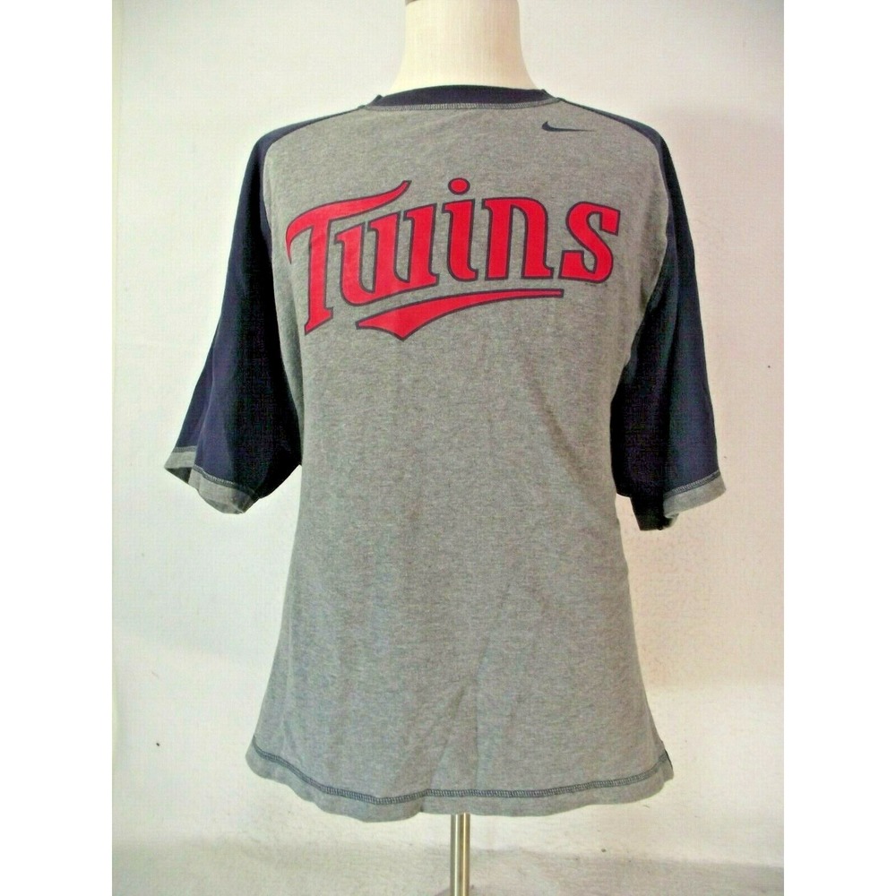 Nike Shirt Mens XL Grey Minnesota Twins Retro Jersey Style Reversible MLB